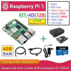 KIT-4D(128)  Raspberry Pi 5 (4GB RAM) - Complete SET (MicroSD 128GB)